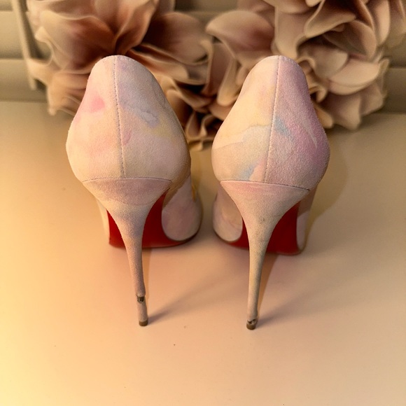 Christian Louboutin So Kate 120 Aquarelle Watercolor White Suede,Multi-color - Picture 14 of 15